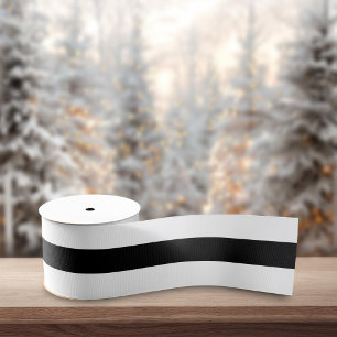 Lazo De Tela Gruesa Navidad con rayas retro en negrita blanco y negro