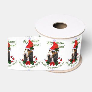 Lazo De Tela Gruesa Navidad de Basset Hound