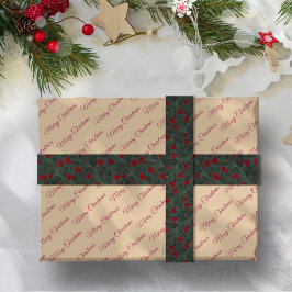 Lazo De Tela Gruesa Navidad de Bayas de Acebo