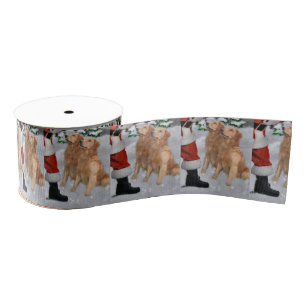 Lazo De Tela Gruesa Navidad del golden retriever