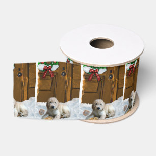 Lazo De Tela Gruesa Navidad del perrito de Goldendoodle