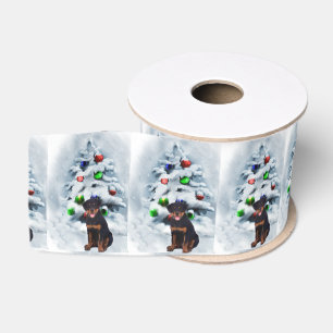 Lazo De Tela Gruesa Navidad del perrito de Rottweiler