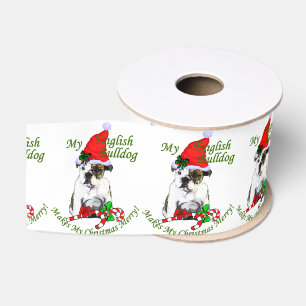 Lazo De Tela Gruesa Navidad inglés del bulldog feliz