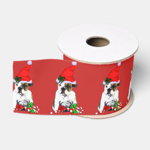Lazo De Tela Gruesa Navidad inglés lindo del bulldog de Santa
