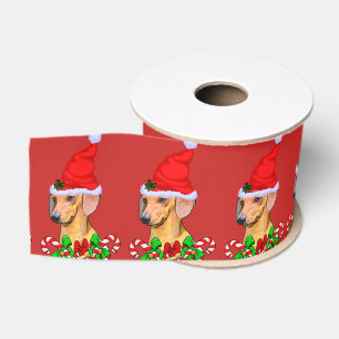Lazo De Tela Gruesa Navidad lindo del Dachshund de Santa