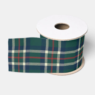 Lazo De Tela Gruesa Navidad Preppy Tartán Cuadros Verde Azul Marino
