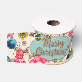 Lazo De Tela Gruesa Navidad Retro Brillante y Divertida