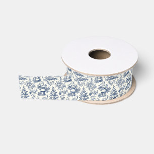 Lazo De Tela Gruesa Navidades azules Santa Toile