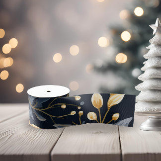 Lazo De Tela Gruesa Navidades Azules Y Oro Se Fueron