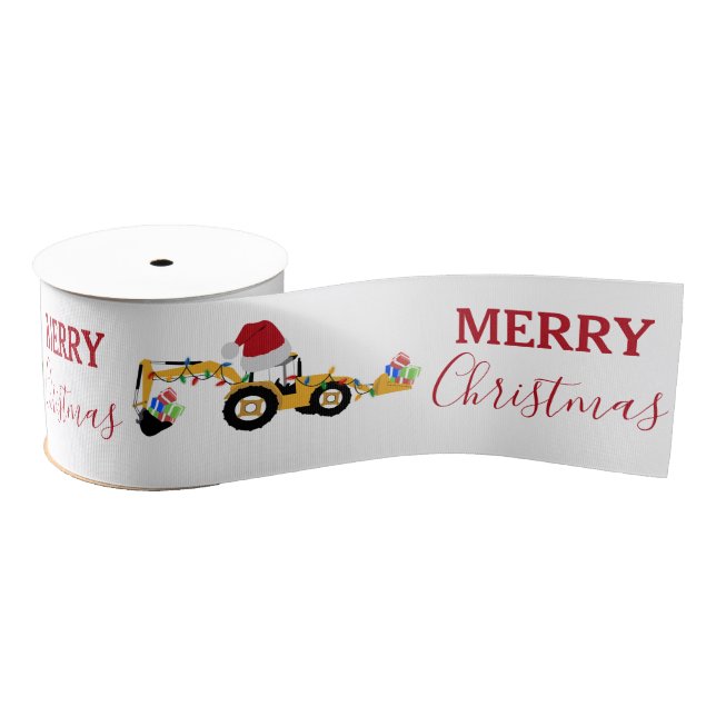 Lazo De Tela Gruesa Navidades Backhoe Construction Truck (Carrete)