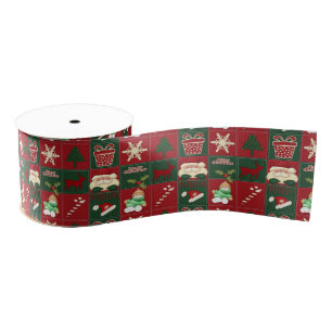 Lazo De Tela Gruesa Navidades Blocks-RIBBON SPOOL-Grosgrain-Satin