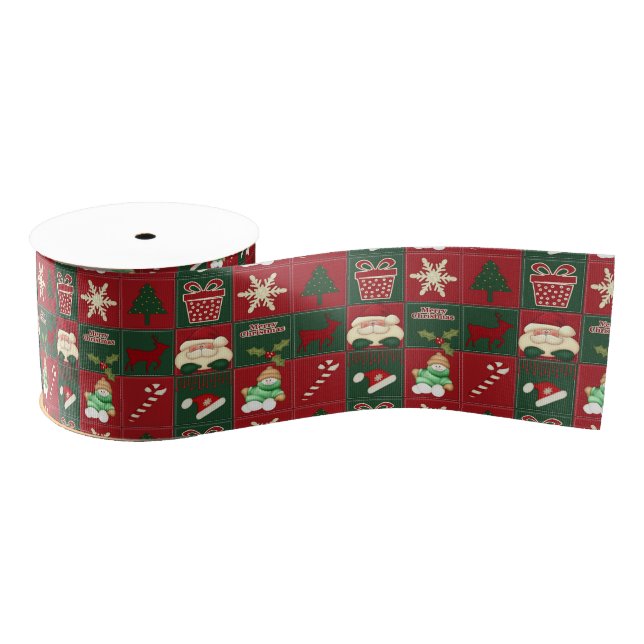 Lazo De Tela Gruesa Navidades Blocks-RIBBON SPOOL-Grosgrain-Satin (Carrete)
