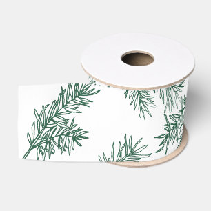 Lazo De Tela Gruesa Navidades Botánicos Elegantes y Blancos Verdes