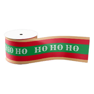 Lazo De Tela Gruesa Navidades Candy & Ho Ho Ho Stripe Regalos Rojos/Ve