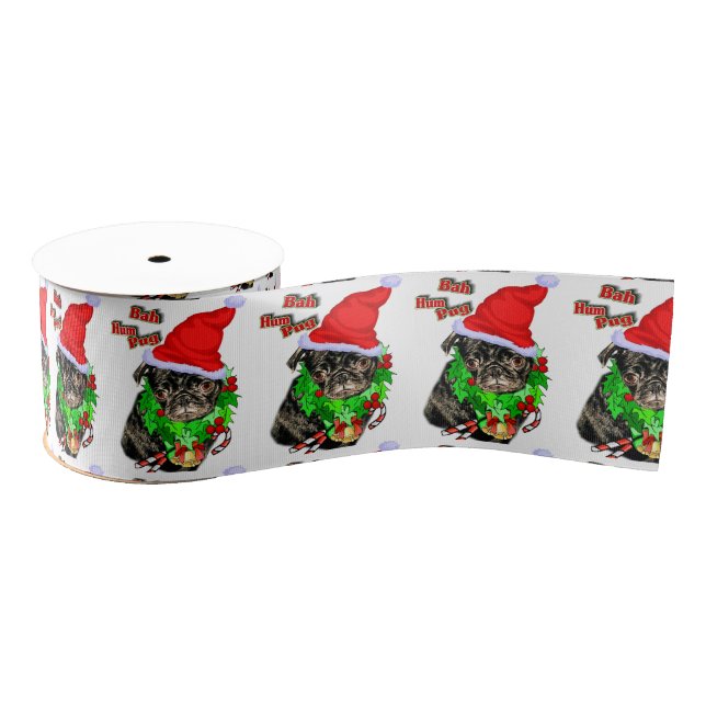 Lazo De Tela Gruesa Navidades de Bah Hum Pug (Carrete)