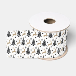 Lazo De Tela Gruesa Navidades de coordenadas blanco y negro de venado 