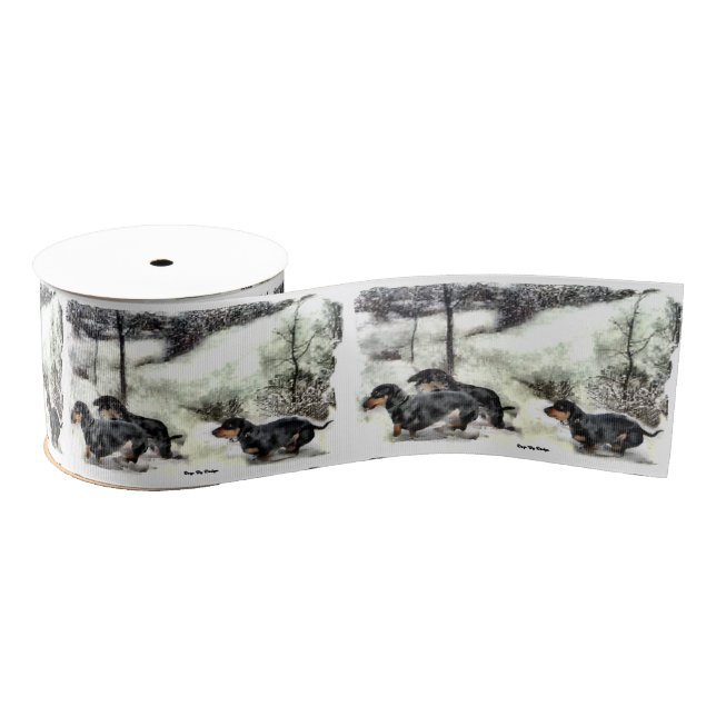 Lazo De Tela Gruesa Navidades de Dachshund (Carrete)