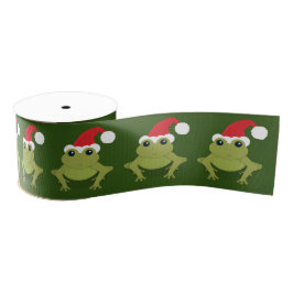 Lazo De Tela Gruesa Navidades de Frog Santa Green