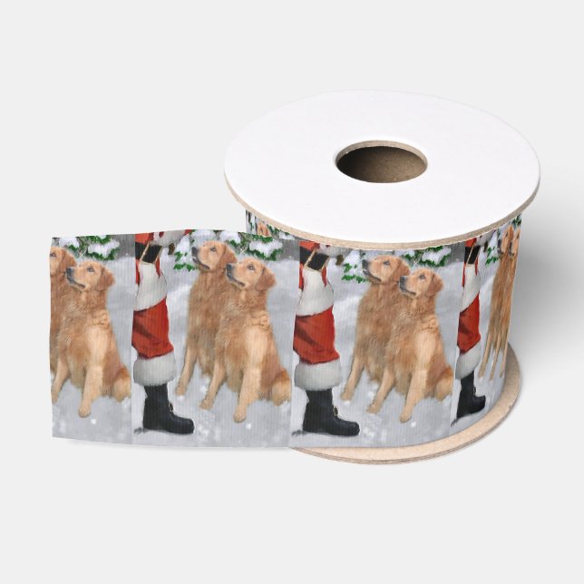 Lazo De Tela Gruesa Navidades de Golden Retriever (Carrete)