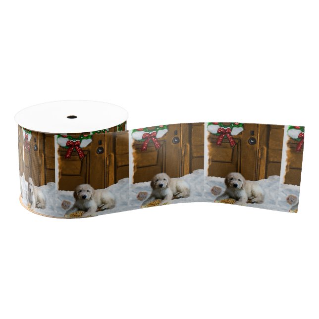 Lazo De Tela Gruesa Navidades de Goldendoodle Puppy (Carrete)