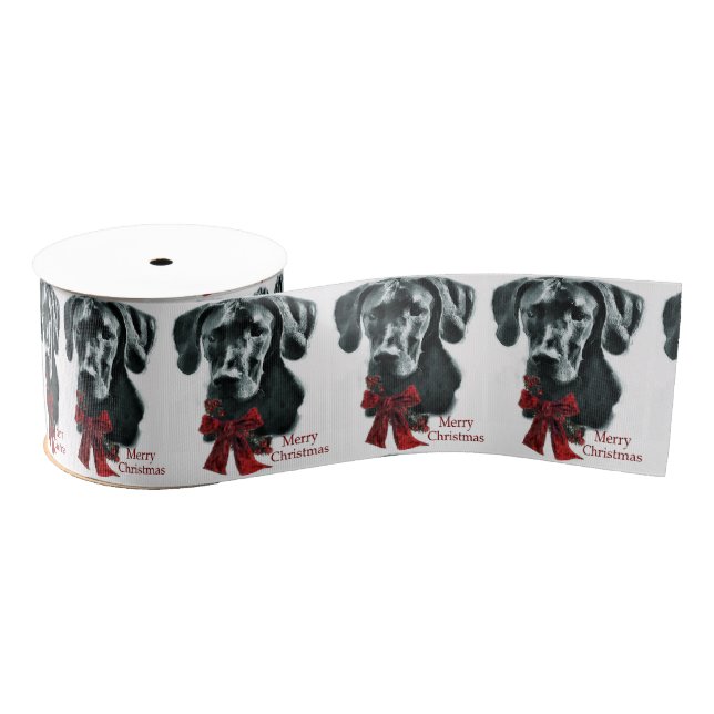 Lazo De Tela Gruesa Navidades de Great Dane (Black) (Carrete)