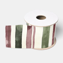 Lazo De Tela Gruesa Navidades de Green Burgundy Stripes
