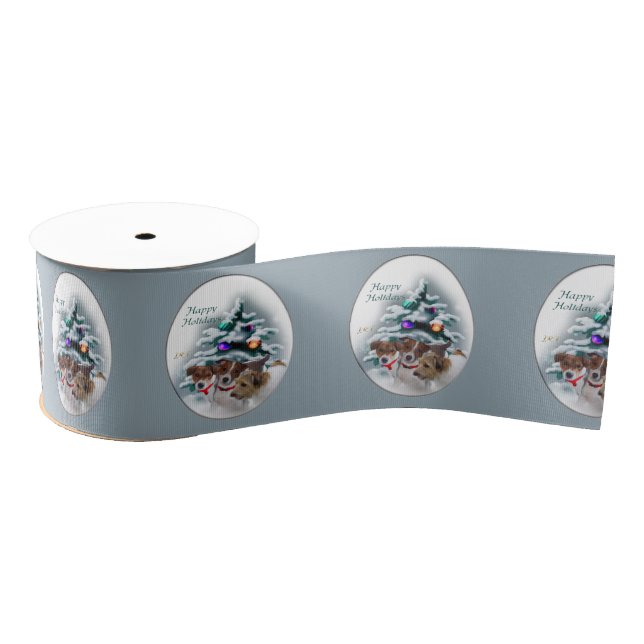 Lazo De Tela Gruesa Navidades de Jack Russell Terrier (Carrete)