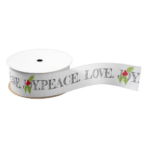 Lazo De Tela Gruesa Navidades de Peace Love Joy Festividad Holly