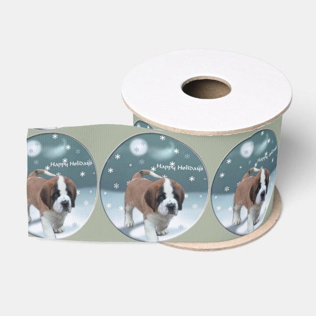 Lazo De Tela Gruesa Navidades de San Bernard Puppy (Carrete)