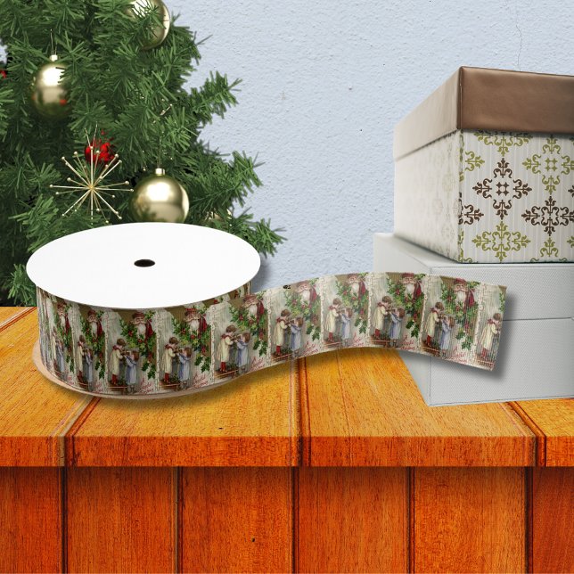 Lazo De Tela Gruesa Navidades de Santa Joyful Grosgrain Ribbon (Santa Joyful Christmas Grosgrain Ribbon)
