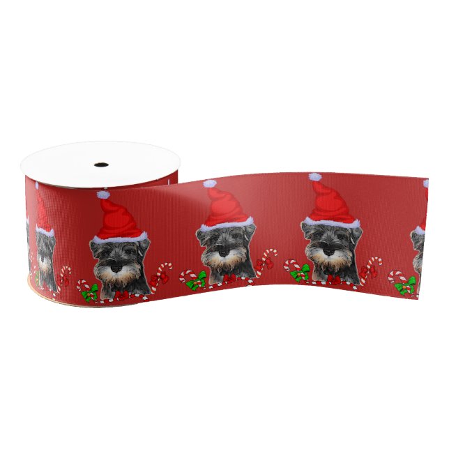 Lazo De Tela Gruesa Navidades de Schnauzer Puppy en miniatura (Carrete)