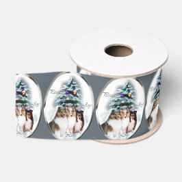 Lazo De Tela Gruesa Navidades de Shetland Sheepdog