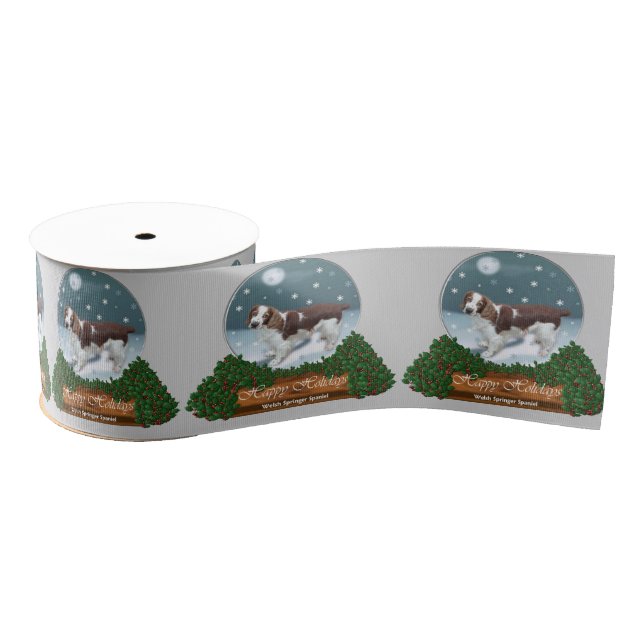 Lazo De Tela Gruesa Navidades de Welsh Springer Spaniel (Carrete)