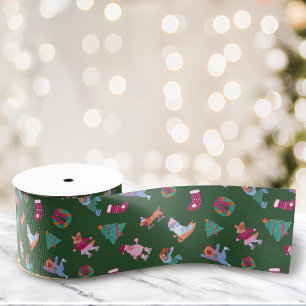 Lazo De Tela Gruesa Navidades del patrón de patinaje sobre hielo de pe