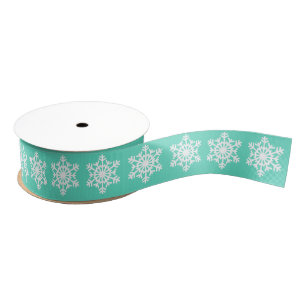 Lazo De Tela Gruesa Navidades en Tiffanys Aqua Blue Snowflakes