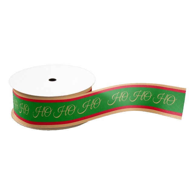 Lazo De Tela Gruesa Navidades Ribbon y Ho Ho Ho Ho Stripe Regalos Rojo (Carrete)
