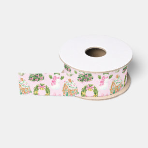 Lazo De Tela Gruesa Navidades rosados y verdes adormidera