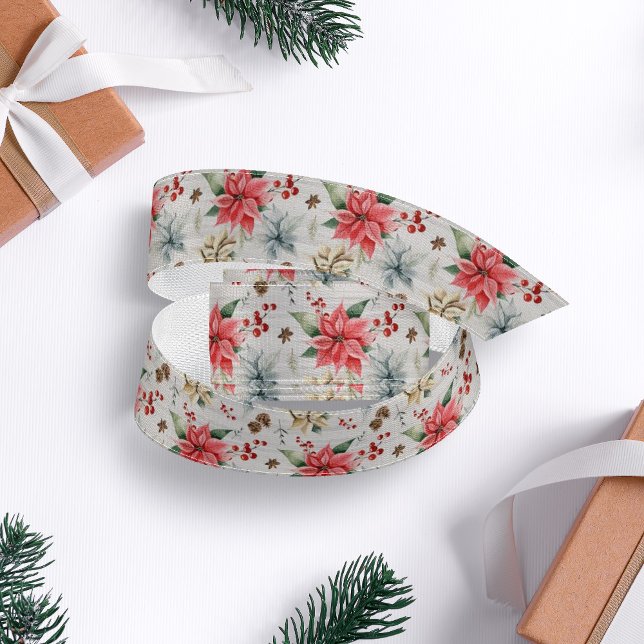 Lazo De Tela Gruesa Navidades rústicos de madera de Poinsettia (Subido por el creador)