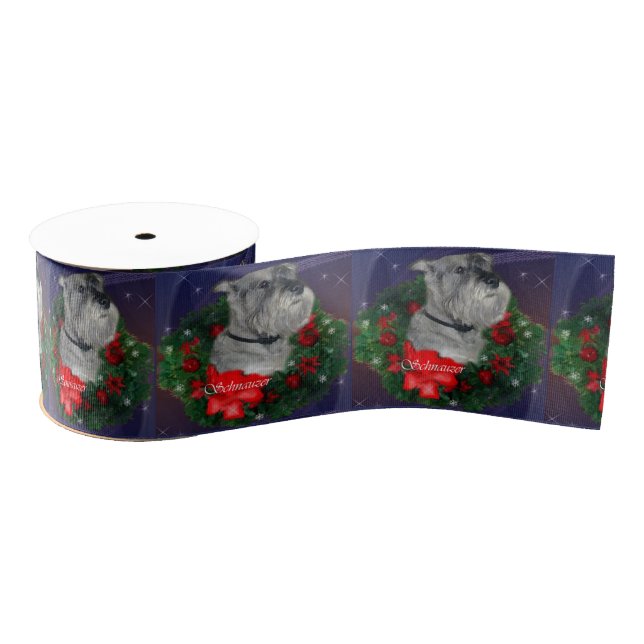 Lazo De Tela Gruesa Navidades Schnauzer estándar (Carrete)