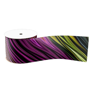 Lazo De Tela Gruesa Neon Zig Zag Swirl Ribbon