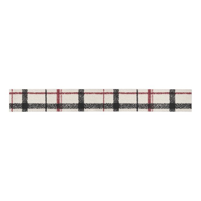Lazo De Tela Gruesa Neutral tartan white black and red (Anverso)