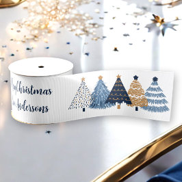 Lazo De Tela Gruesa Nombre de Navidades simples modernos de árboles az