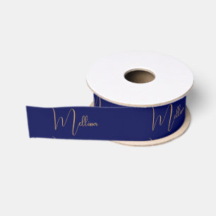 Lazo De Tela Gruesa Nombre personalizado minimalista azul