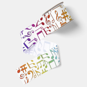 Lazo De Tela Gruesa Notas musicales coloridas bailando Amantes de la m