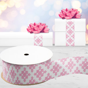 Lazo De Tela Gruesa Nudo infinito de diamantes en rosa