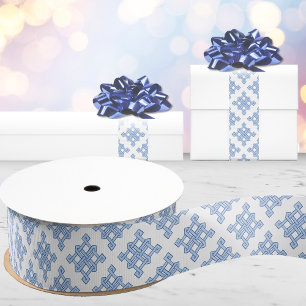 Lazo De Tela Gruesa Nudo sin fin de diamante tono en porcelana azul