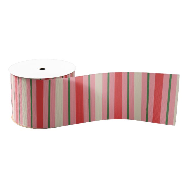 Lazo De Tela Gruesa Old Fashioned Retro Christmas Stripe Pattern Pink (Carrete)