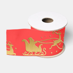 Lazo De Tela Gruesa Oro ALEGRE en Navidad Roja