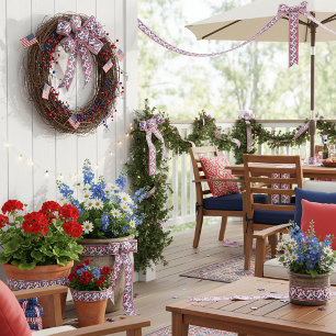 Lazo De Tela Gruesa Paisley rojo y azul