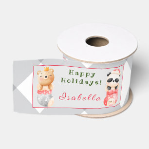 Lazo De Tela Gruesa Panda y nombre del Personalizar del oso